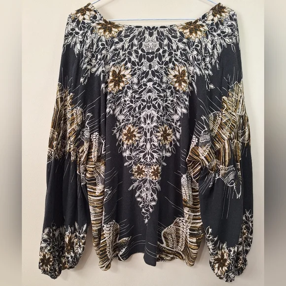 Free People XS Birds Of A Feather Floral Blouse black - Picture 8 of 9